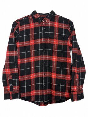 Anko Kids Size 12 Plaid Flannel Shirt Red Black 100% Cotton NWT Soft Workwear